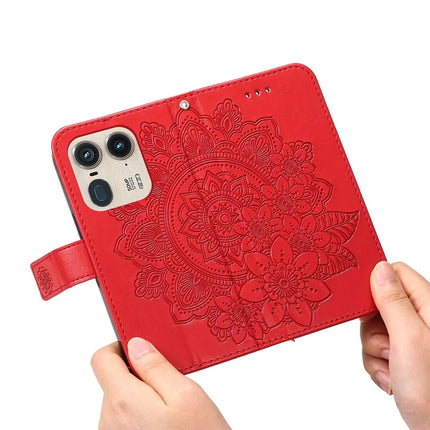 For Motorola Edge 50 Ultra 5G / Moto X50 Ultra 5G Case PU Leather Wallet Floral Phone Cover Stand View