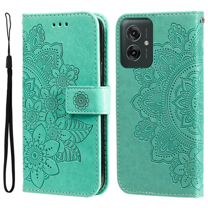 For Motorola Moto G55 5G Case PU Leather Wallet Floral Phone Cover - Green