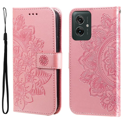 For Motorola Moto G55 5G Case PU Leather Wallet Floral Phone Cover - Pink