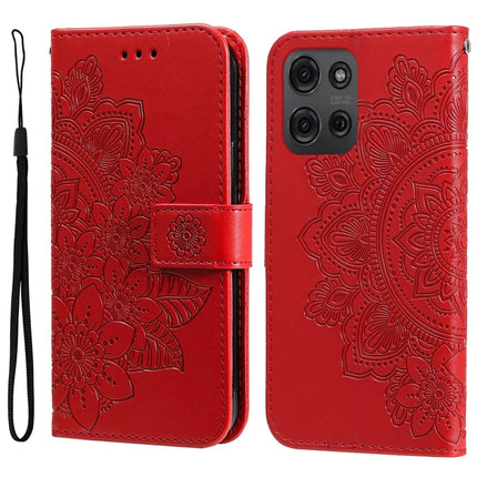 For Motorola Moto G75 5G Case PU Leather Wallet Floral Phone Cover Stand View - Red