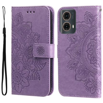 For Motorola Moto G85 5G / S50 Neo 5G Case PU Leather Wallet Floral Phone Cover - Purple