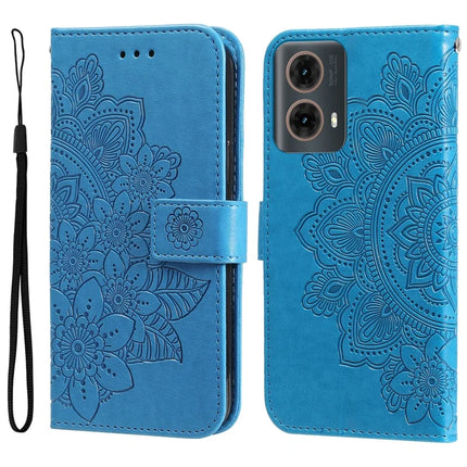 For Motorola Moto G85 5G / S50 Neo 5G Case PU Leather Wallet Floral Phone Cover - Blue