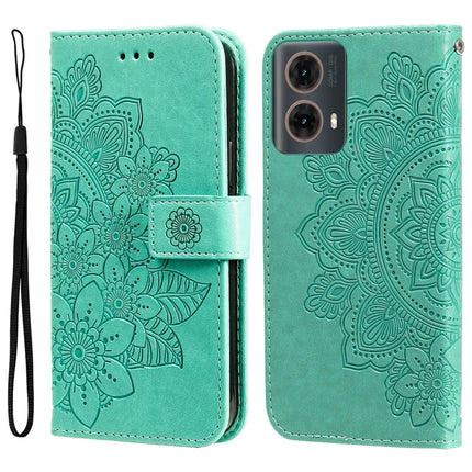 For Motorola Moto G85 5G / S50 Neo 5G Case PU Leather Wallet Floral Phone Cover - Green