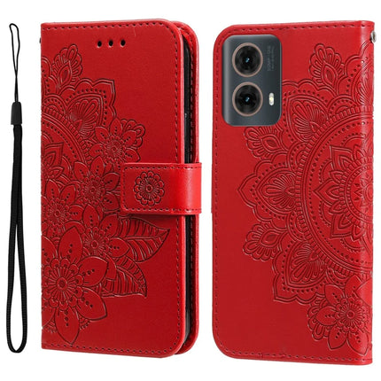 For Motorola Moto G85 5G / S50 Neo 5G Case PU Leather Wallet Floral Phone Cover - Red