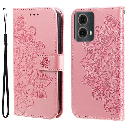For Motorola Moto G85 5G / S50 Neo 5G Case PU Leather Wallet Floral Phone Cover - Pink