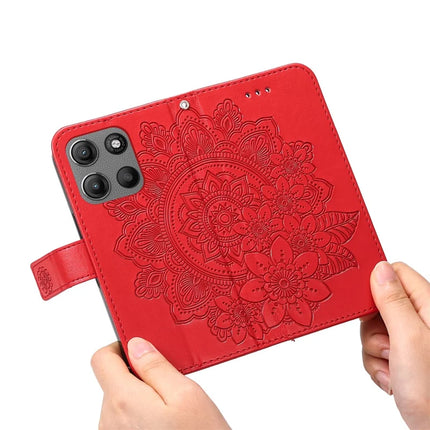 For Motorola Moto G15 4G / G15 Power 4G Case PU Leather Wallet Floral Phone Cover Stand View