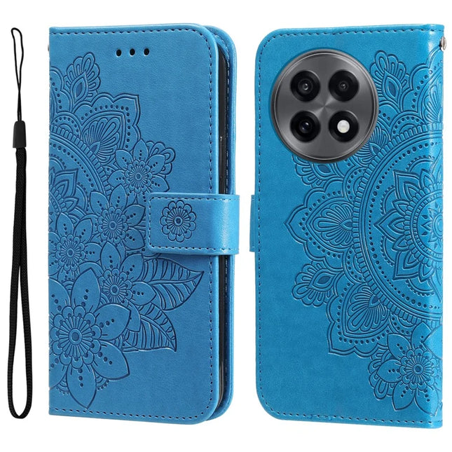 Case for OnePlus 13R 5G / Ace 5 Pro 5G / Ace 5 5G PU Leather Wallet Floral Phone Cover - Blue