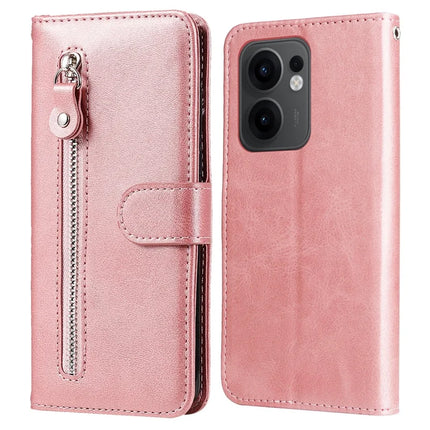 For Oppo Reno13 F 5G Case Zipper Wallet Calf Texture PU Leather Phone Cover - Pink