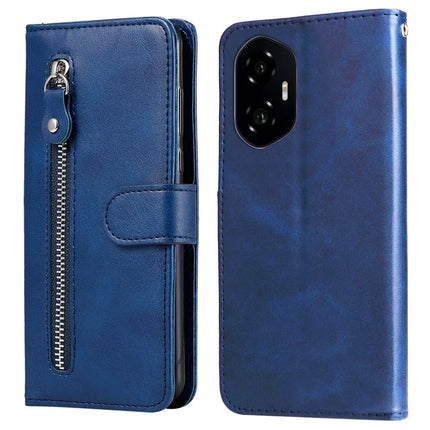 For Honor 300 Case Zipper Wallet Calf Texture PU Leather Phone Cover - Blue