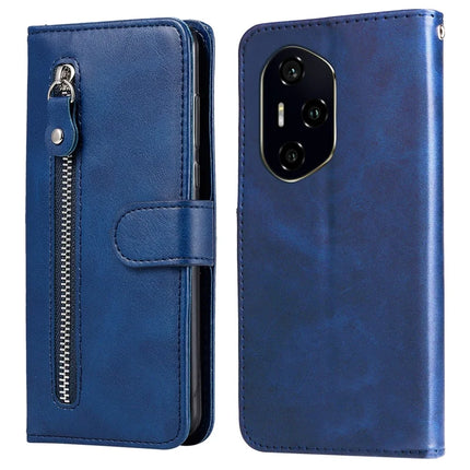 For Honor 300 Pro / 300 Ultra Case Zipper Wallet Calf Texture PU Leather Phone Cover - Blue