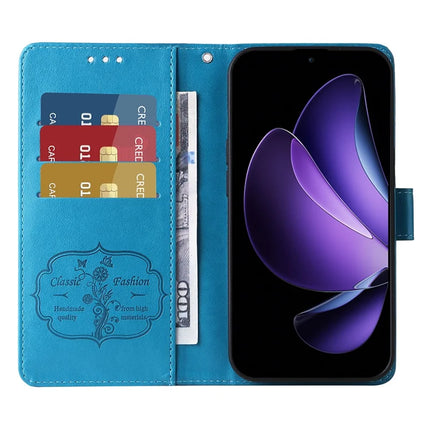 For Oppo Reno13 F 5G Leather Case Butterfly Floral Imprint Wallet Stand Cover