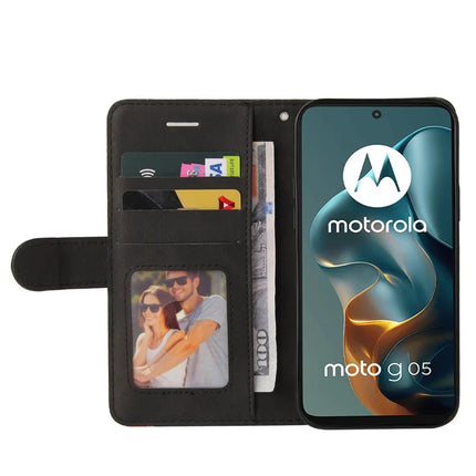 For Motorola Moto G05 4G Leather Case Wallet Stand Color Splicing Phone Cover