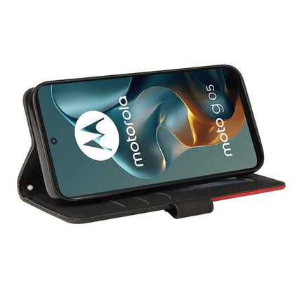 For Motorola Moto G05 4G Leather Case Wallet Stand Color Splicing Phone Cover