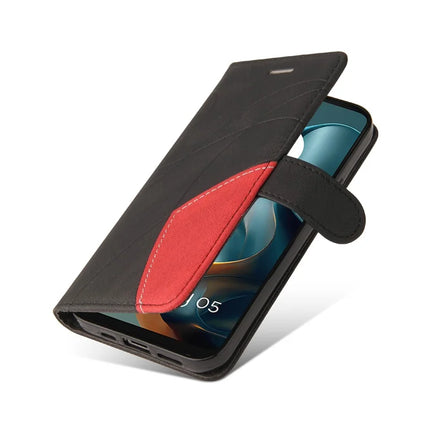 For Motorola Moto G05 4G Leather Case Wallet Stand Color Splicing Phone Cover
