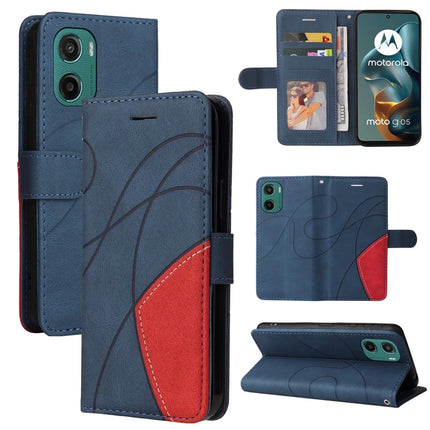 For Motorola Moto G05 4G Leather Case Wallet Stand Color Splicing Phone Cover - Blue