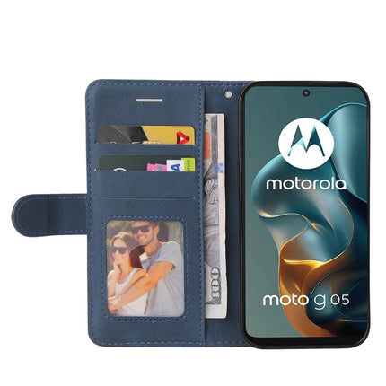 For Motorola Moto G05 4G Leather Case Wallet Stand Color Splicing Phone Cover