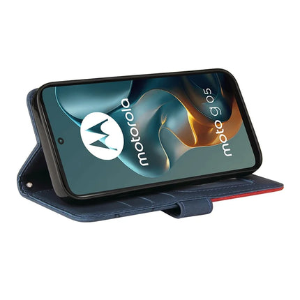 For Motorola Moto G05 4G Leather Case Wallet Stand Color Splicing Phone Cover