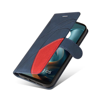 For Motorola Moto G05 4G Leather Case Wallet Stand Color Splicing Phone Cover