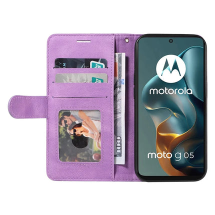 For Motorola Moto G05 4G Leather Case Wallet Stand Color Splicing Phone Cover