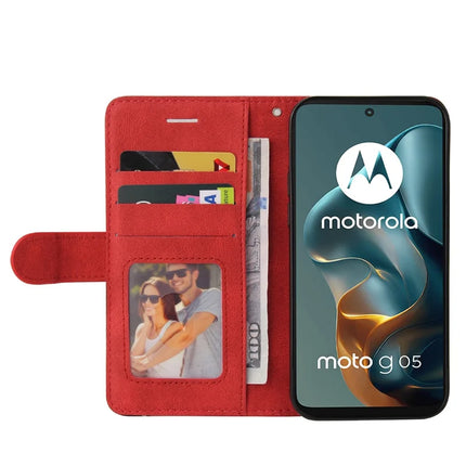 For Motorola Moto G05 4G Leather Case Wallet Stand Color Splicing Phone Cover