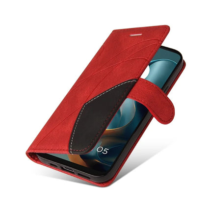 For Motorola Moto G05 4G Leather Case Wallet Stand Color Splicing Phone Cover