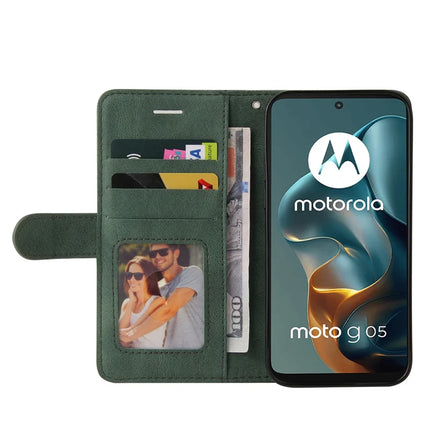 For Motorola Moto G05 4G Leather Case Wallet Stand Color Splicing Phone Cover