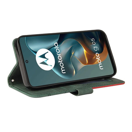 For Motorola Moto G05 4G Leather Case Wallet Stand Color Splicing Phone Cover