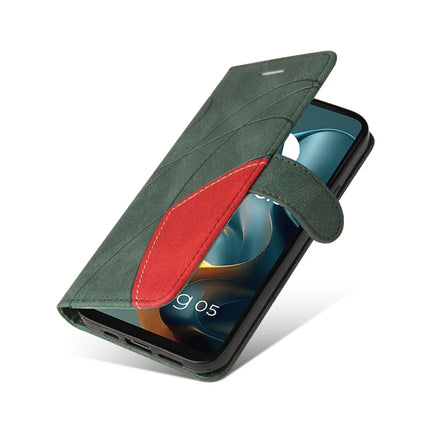 For Motorola Moto G05 4G Leather Case Wallet Stand Color Splicing Phone Cover