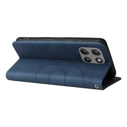 For Motorola Moto G15 4G Leather Case Wallet Stand Color Splicing Phone Cover