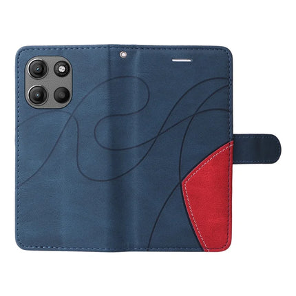 For Motorola Moto G15 4G Leather Case Wallet Stand Color Splicing Phone Cover