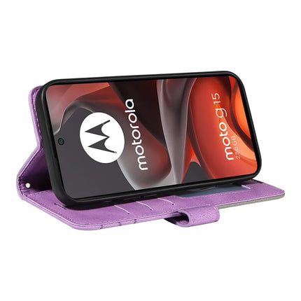 For Motorola Moto G15 4G Leather Case Wallet Stand Color Splicing Phone Cover