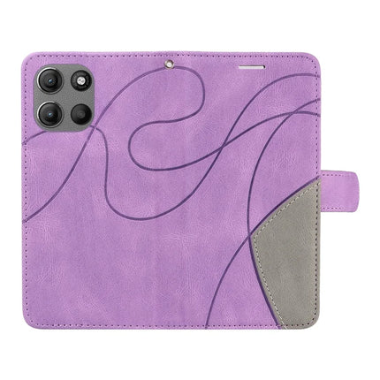 For Motorola Moto G15 4G Leather Case Wallet Stand Color Splicing Phone Cover