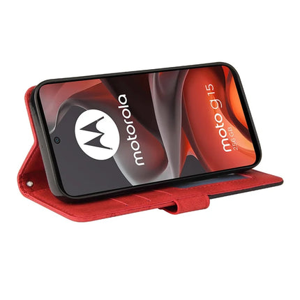 For Motorola Moto G15 4G Leather Case Wallet Stand Color Splicing Phone Cover