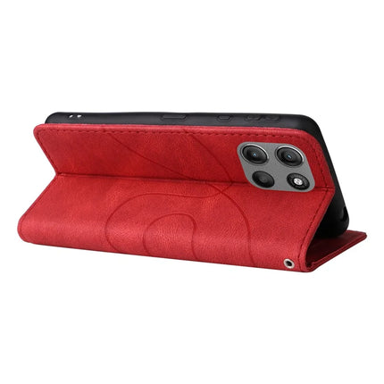 For Motorola Moto G15 4G Leather Case Wallet Stand Color Splicing Phone Cover