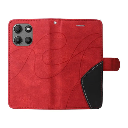 For Motorola Moto G15 4G Leather Case Wallet Stand Color Splicing Phone Cover