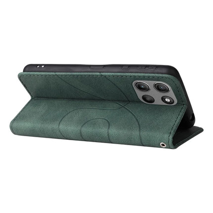 For Motorola Moto G15 4G Leather Case Wallet Stand Color Splicing Phone Cover