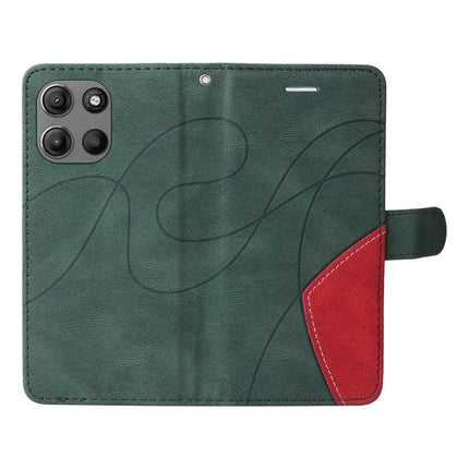 For Motorola Moto G15 4G Leather Case Wallet Stand Color Splicing Phone Cover