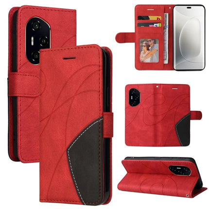 For Honor 300 Pro Leather Case Wallet Stand Color Splicing Phone Cover - Red