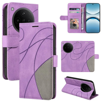 For Oppo Find X8 5G Leather Case Wallet Stand Color Splicing Phone Cover - Purple