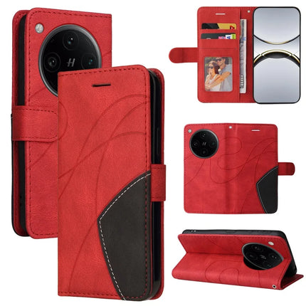 For Oppo Find X8 Pro 5G Leather Case Wallet Stand Color Splicing Phone Cover - Red