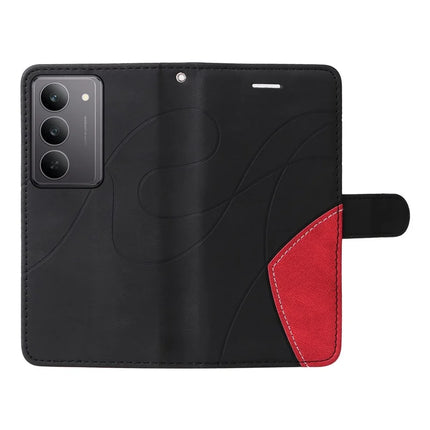 For Realme C75 Leather Case Wallet Stand Color Splicing Phone Cover