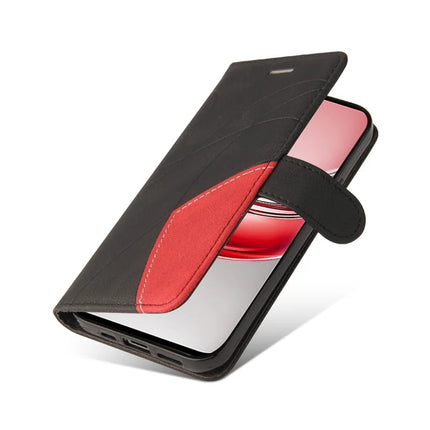 For Realme C75 Leather Case Wallet Stand Color Splicing Phone Cover