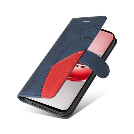 For Realme C75 Leather Case Wallet Stand Color Splicing Phone Cover