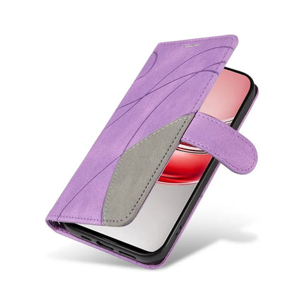 For Realme C75 Leather Case Wallet Stand Color Splicing Phone Cover