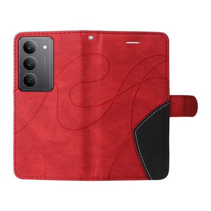 For Realme C75 Leather Case Wallet Stand Color Splicing Phone Cover