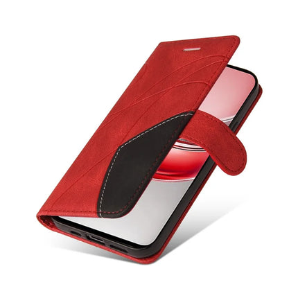 For Realme C75 Leather Case Wallet Stand Color Splicing Phone Cover
