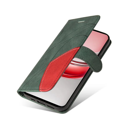 For Realme C75 Leather Case Wallet Stand Color Splicing Phone Cover