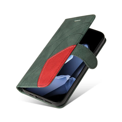 For OnePlus 13 Leather Case Wallet Stand Color Splicing Phone Cover