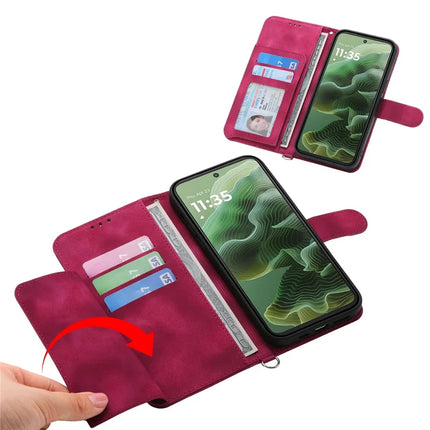 For Motorola Moto G15 4G Case Flower Pattern PU Leather Wallet Phone Cover with Strap