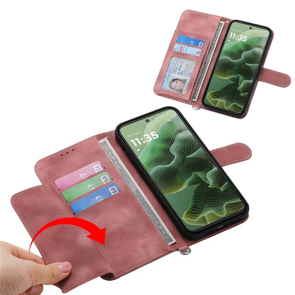 For Motorola Moto G15 4G Case Flower Pattern PU Leather Wallet Phone Cover with Strap